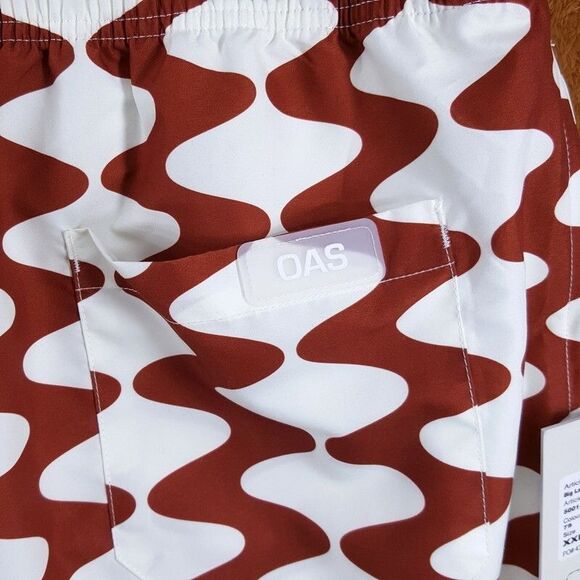 OAS Swimwear Mens XXL Brown Wavy Pattern Swim Trunks Shorts Big Lauda - Picture 5 of 10